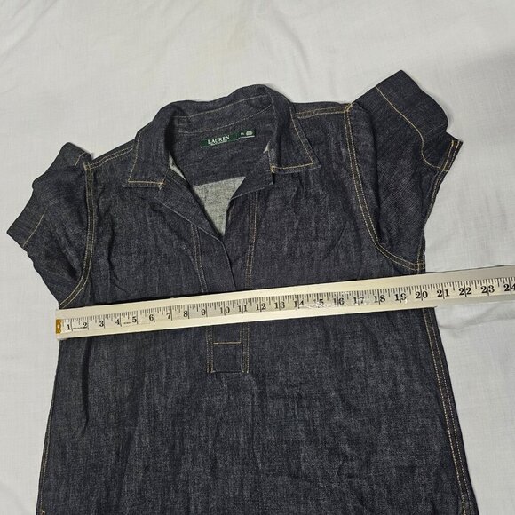 Ralph Lauren Casual Blue Denim Shirt Dress Women Size PL Cotton - Picture 11 of 13